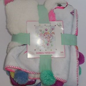 Justice Rainbow Pom Blanket BELIEVE New